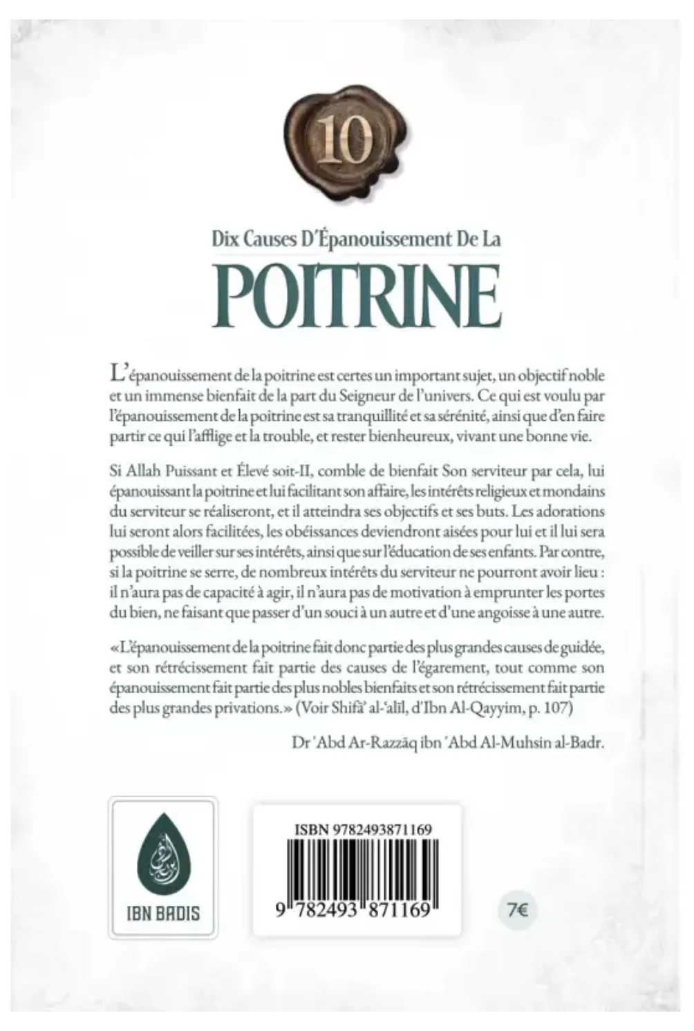 10 cause d’épanouissement de la poitrine de Abd Ar-Razzâq al-Badr - Edition IBN BADIS - Image 2
