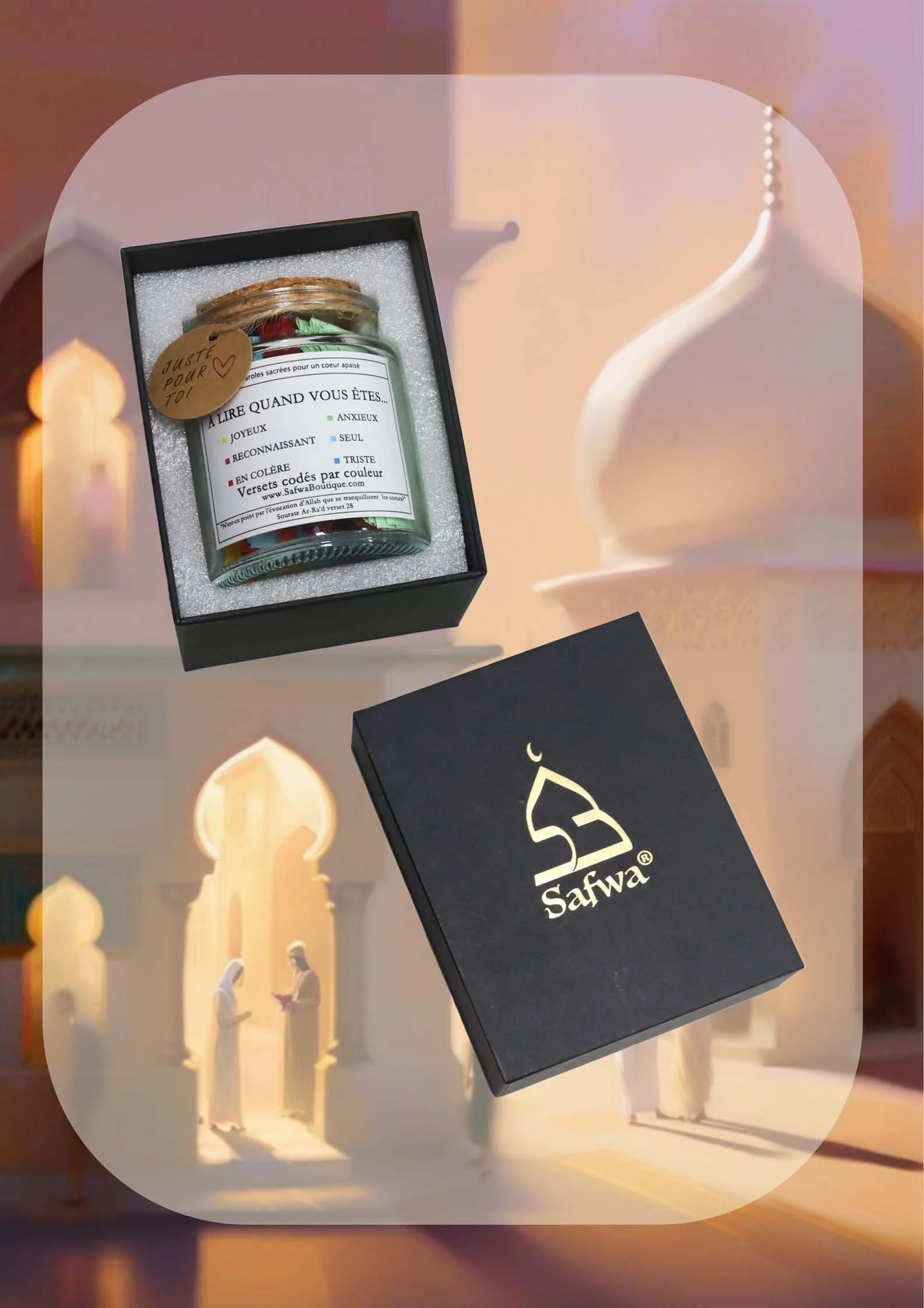 Bocal Coran Safwa® – Versets en Arabe & Français, Codés par Émotion – Coffret Cadeau Élégant - Image 5