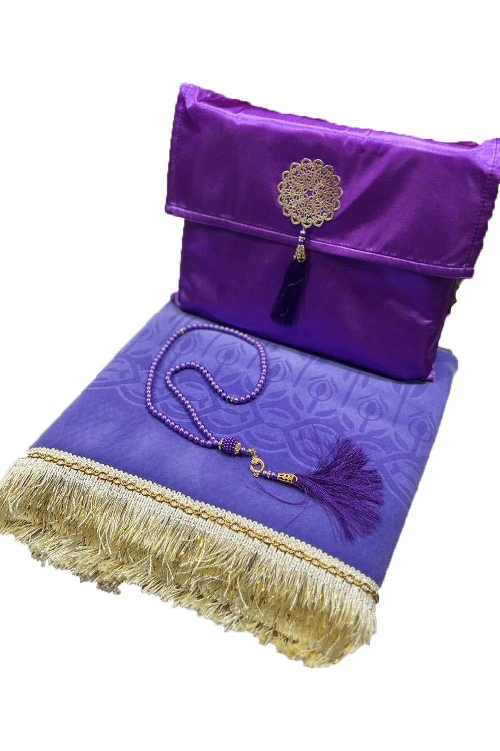Coffret cadeau élégant Pochette en tissu Tapis de prière & Tasbih (chapelet) Sajada en Velours de Luxe - Image 10
