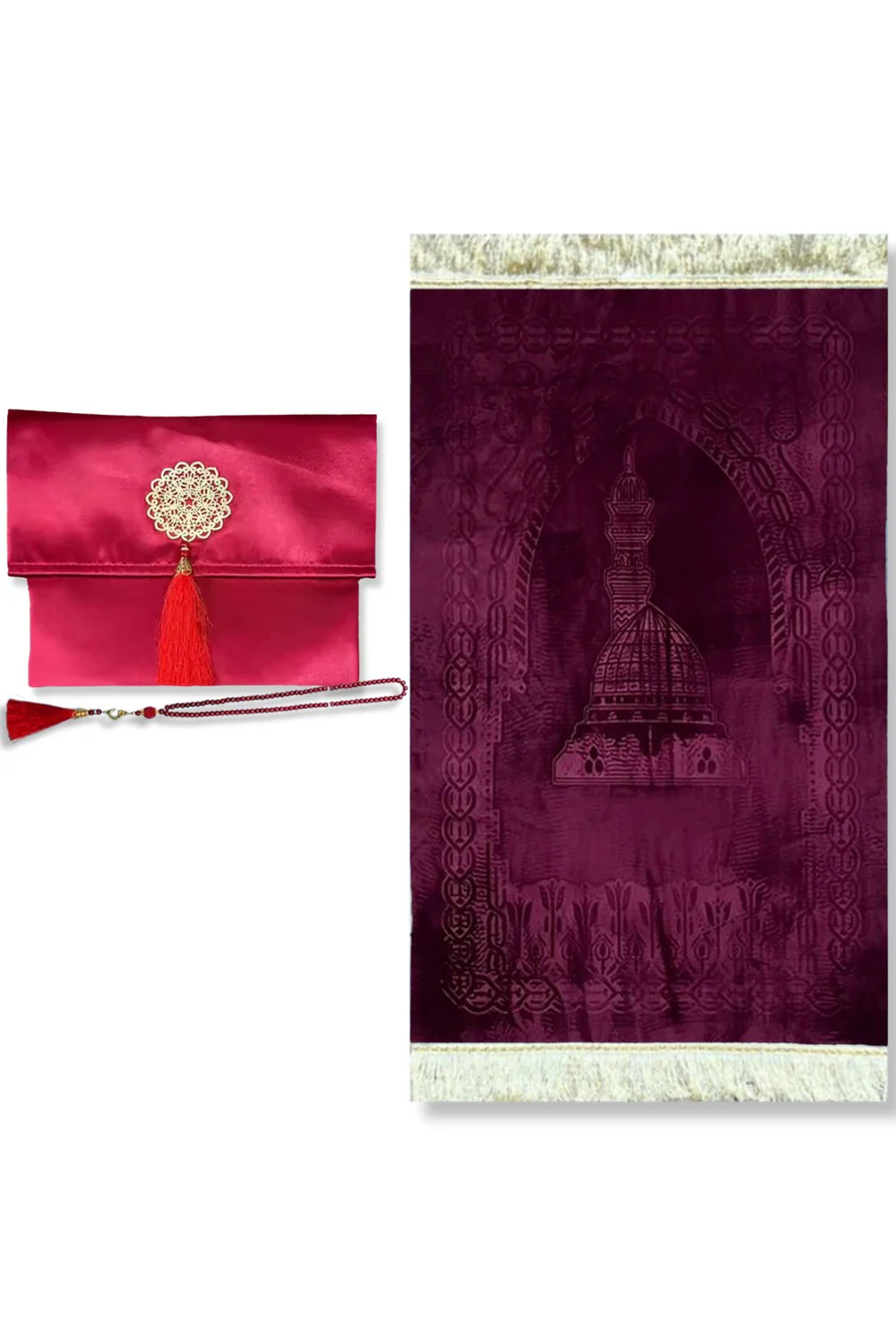 Coffret cadeau élégant Pochette en tissu Tapis de prière & Tasbih (chapelet) Sajada en Velours de Luxe - Image 20