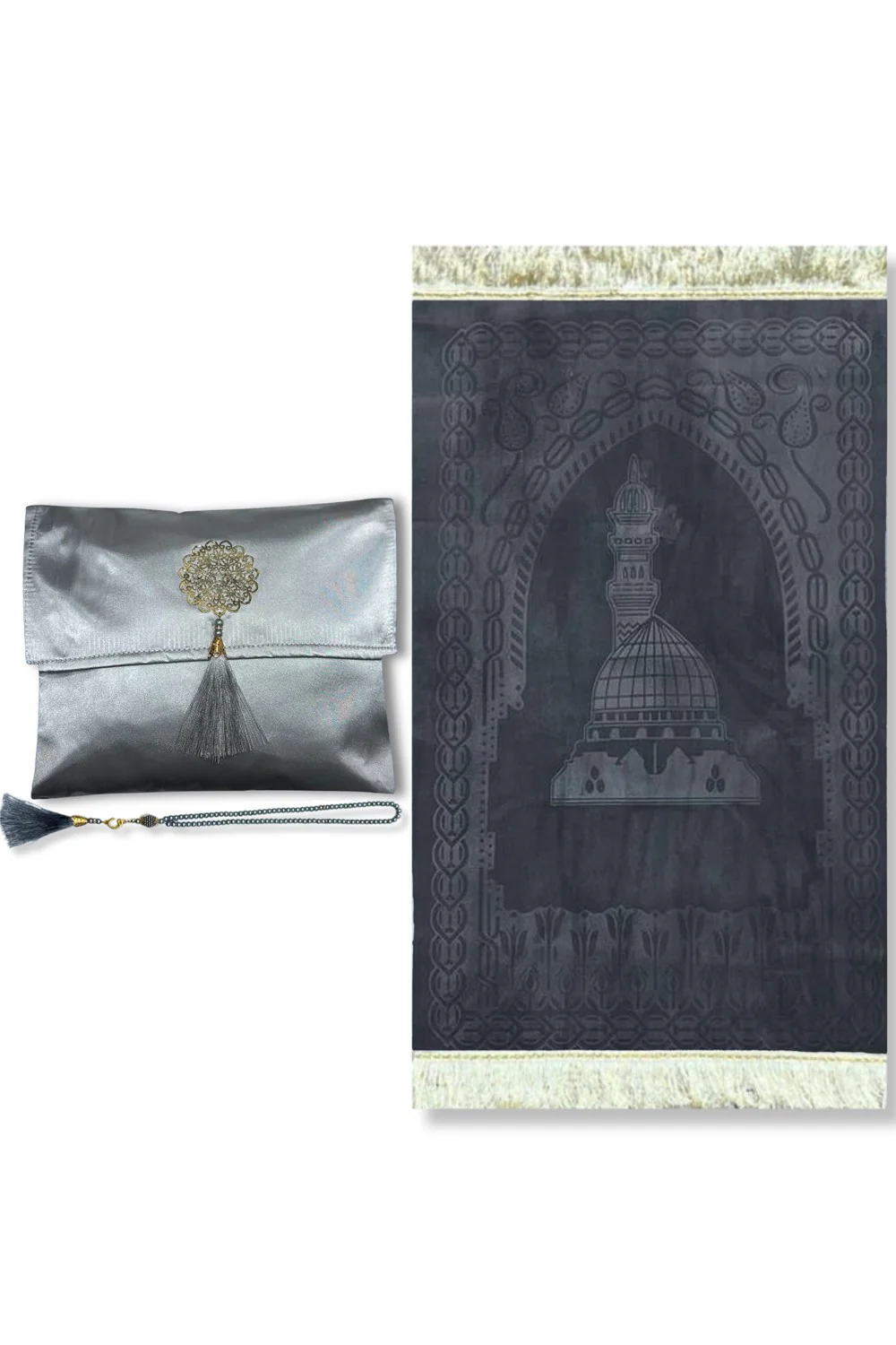 Coffret cadeau élégant Pochette en tissu Tapis de prière & Tasbih (chapelet) Sajada en Velours de Luxe - Image 22