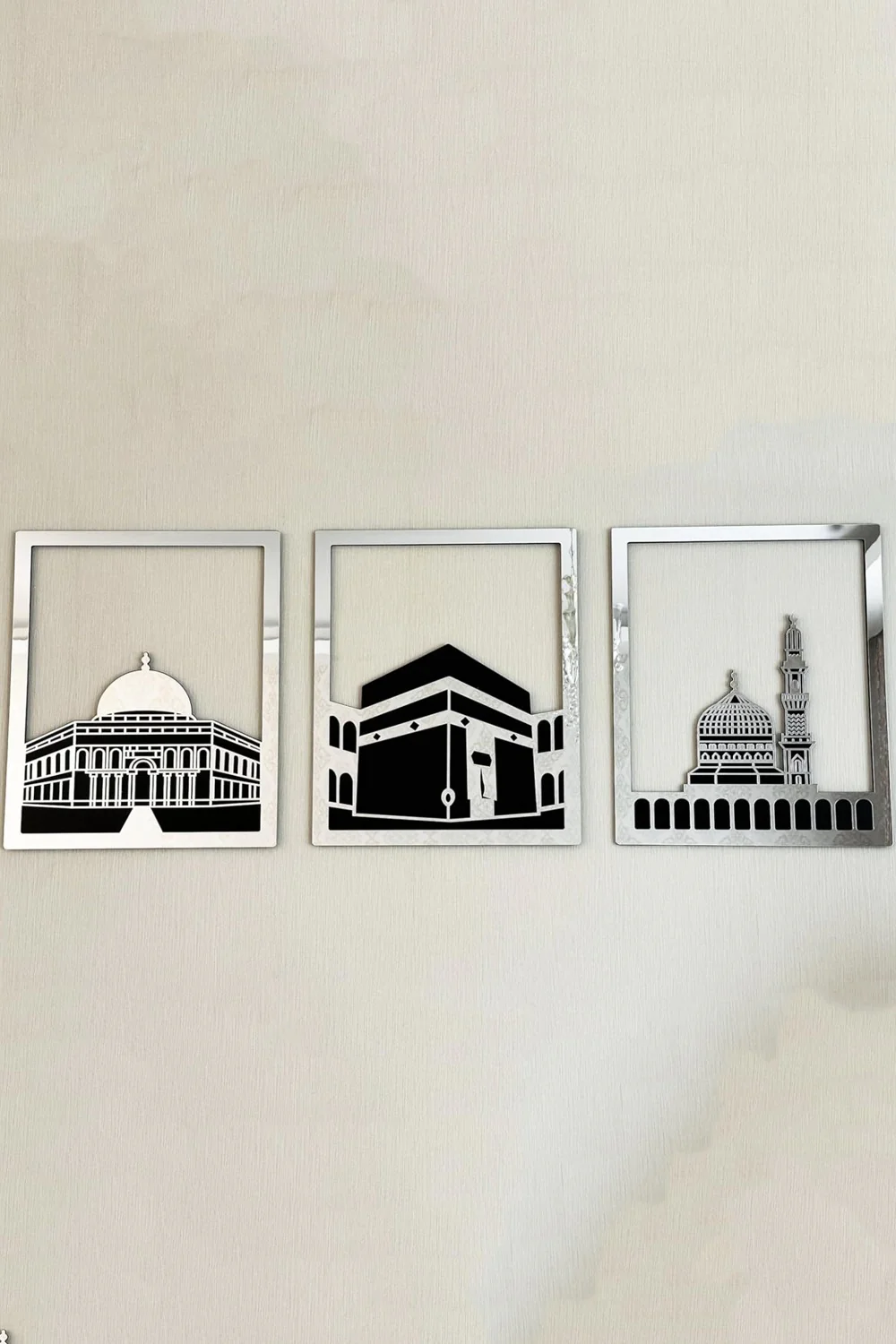 Ensemble d'Art Mural Islamique – Cadre Rectangulaire 38x30 cm | Masjid Al-Haram, Masjid Al-Aqsa, Masjid An-Nabawi - Image 6