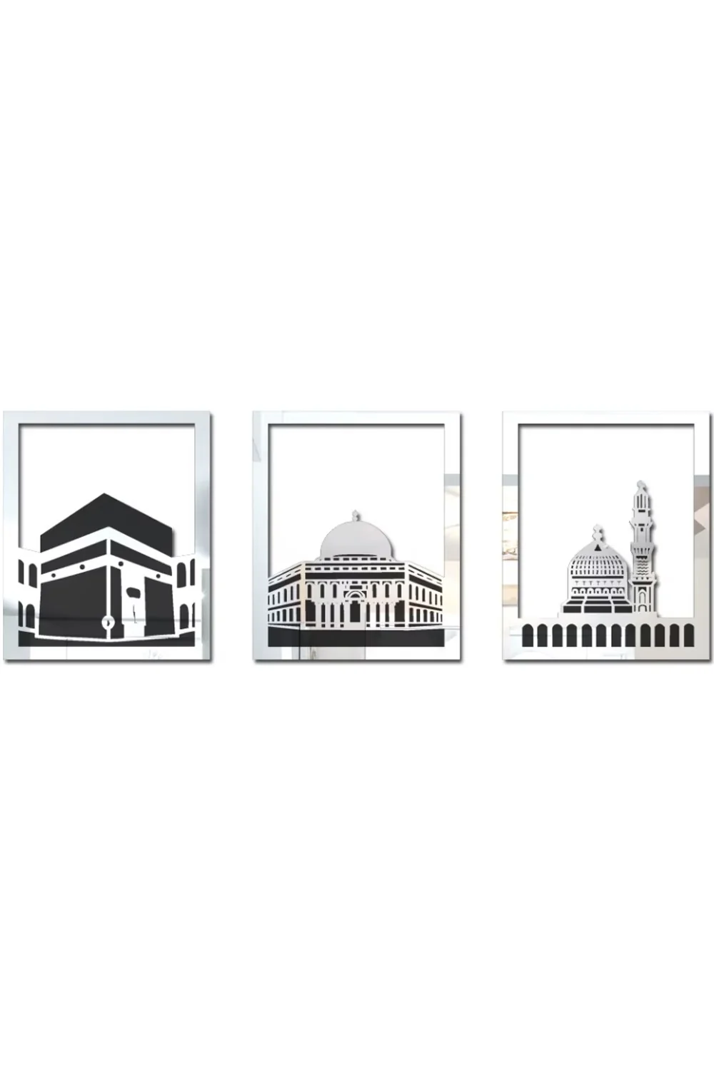 Ensemble d'Art Mural Islamique – Cadre Rectangulaire 38x30 cm | Masjid Al-Haram, Masjid Al-Aqsa, Masjid An-Nabawi - Image 8
