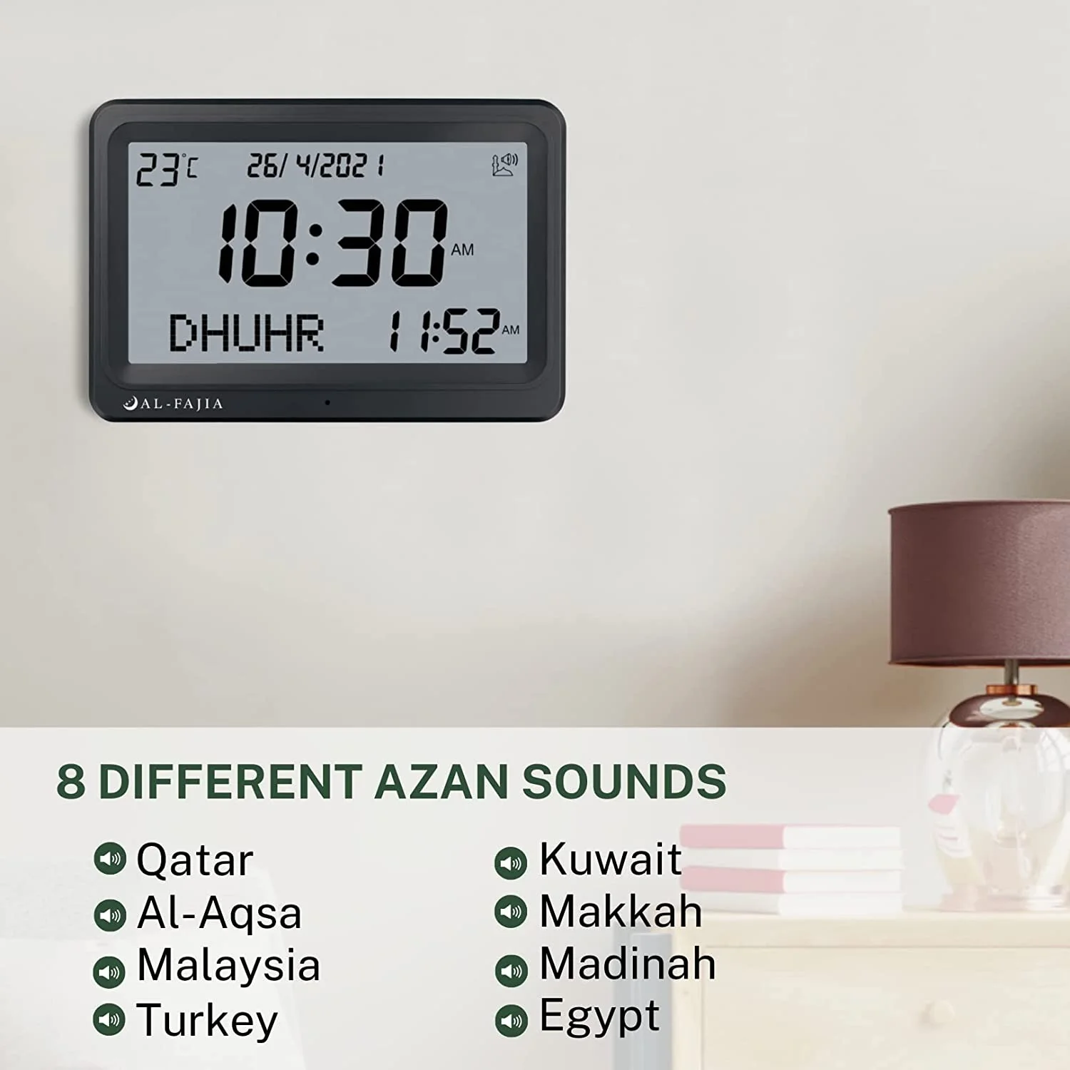 Horloge Adhan AL-FAJIA FAJ-113 Horloge (NOUVEAU MODELE) 8 sons de prière Azan - Image 17