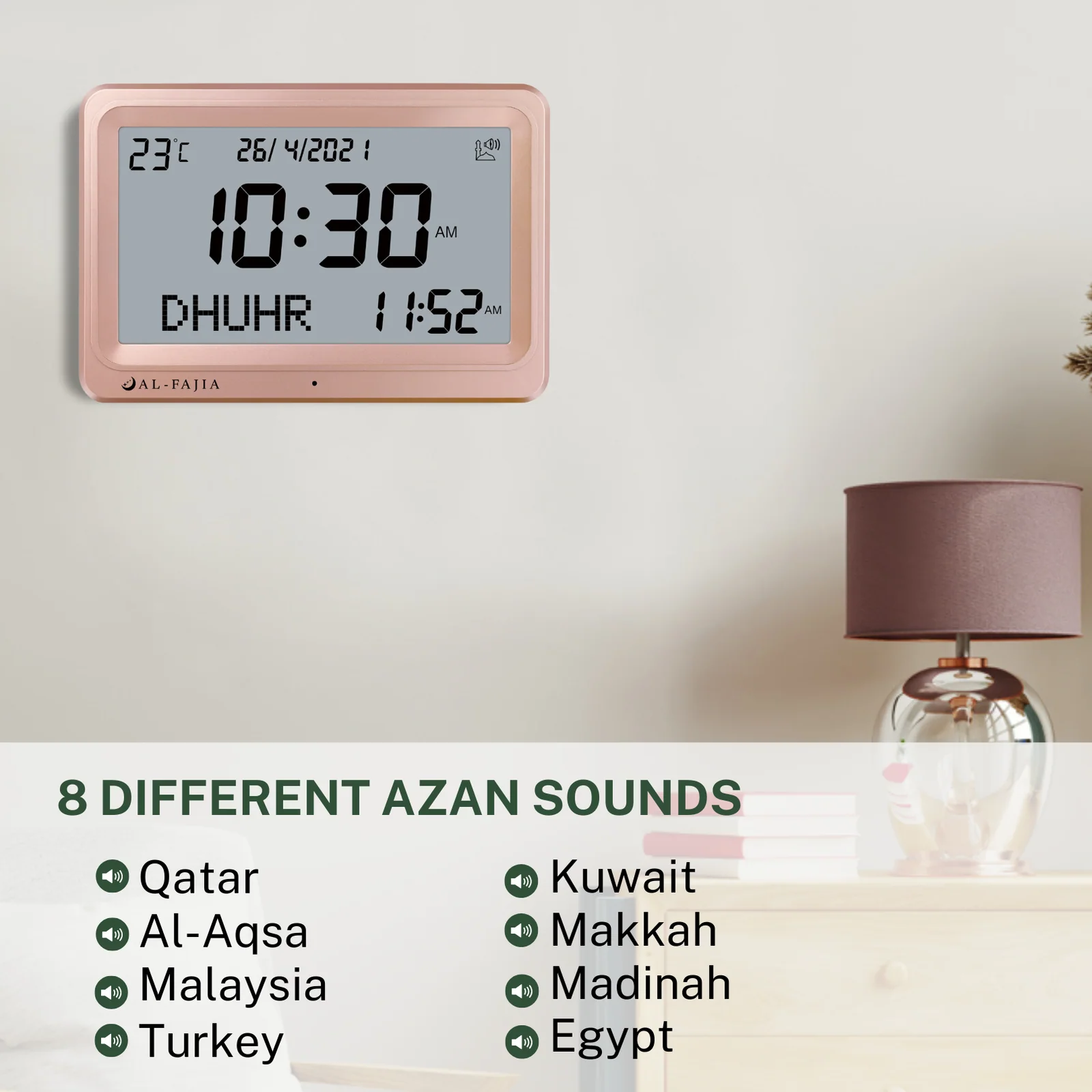 Horloge Adhan AL-FAJIA FAJ-113 Horloge (NOUVEAU MODELE) 8 sons de prière Azan - Image 22