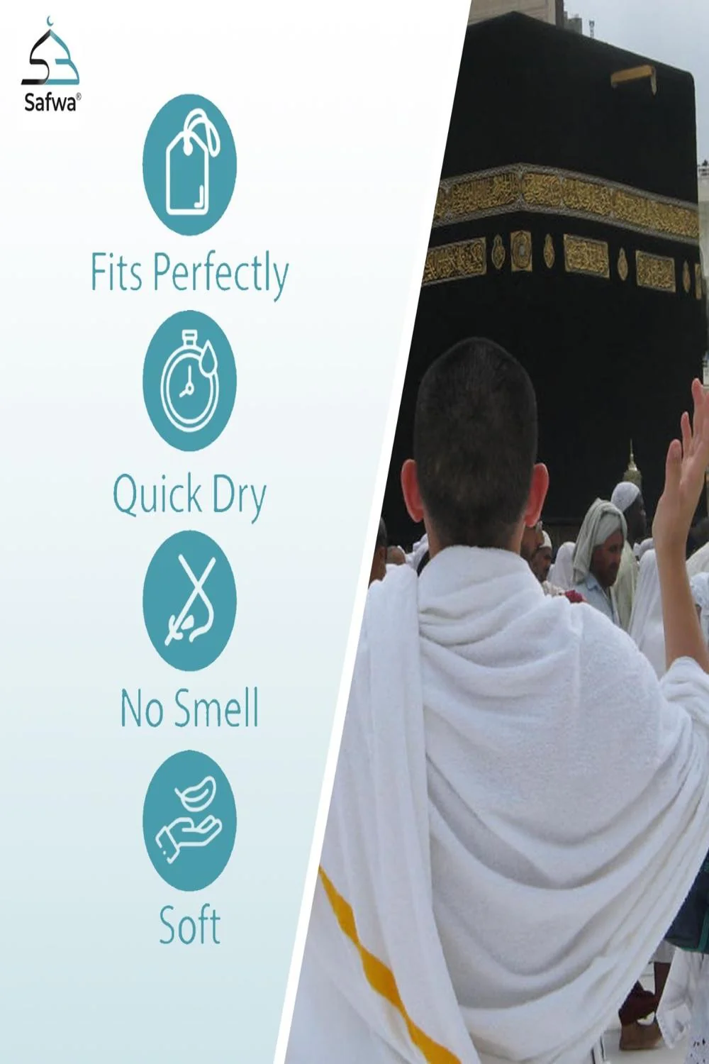 IHRAM pour Hajj et Omra – 100 % Coton Égyptien – Avec Boutons – SAFWA - Image 4