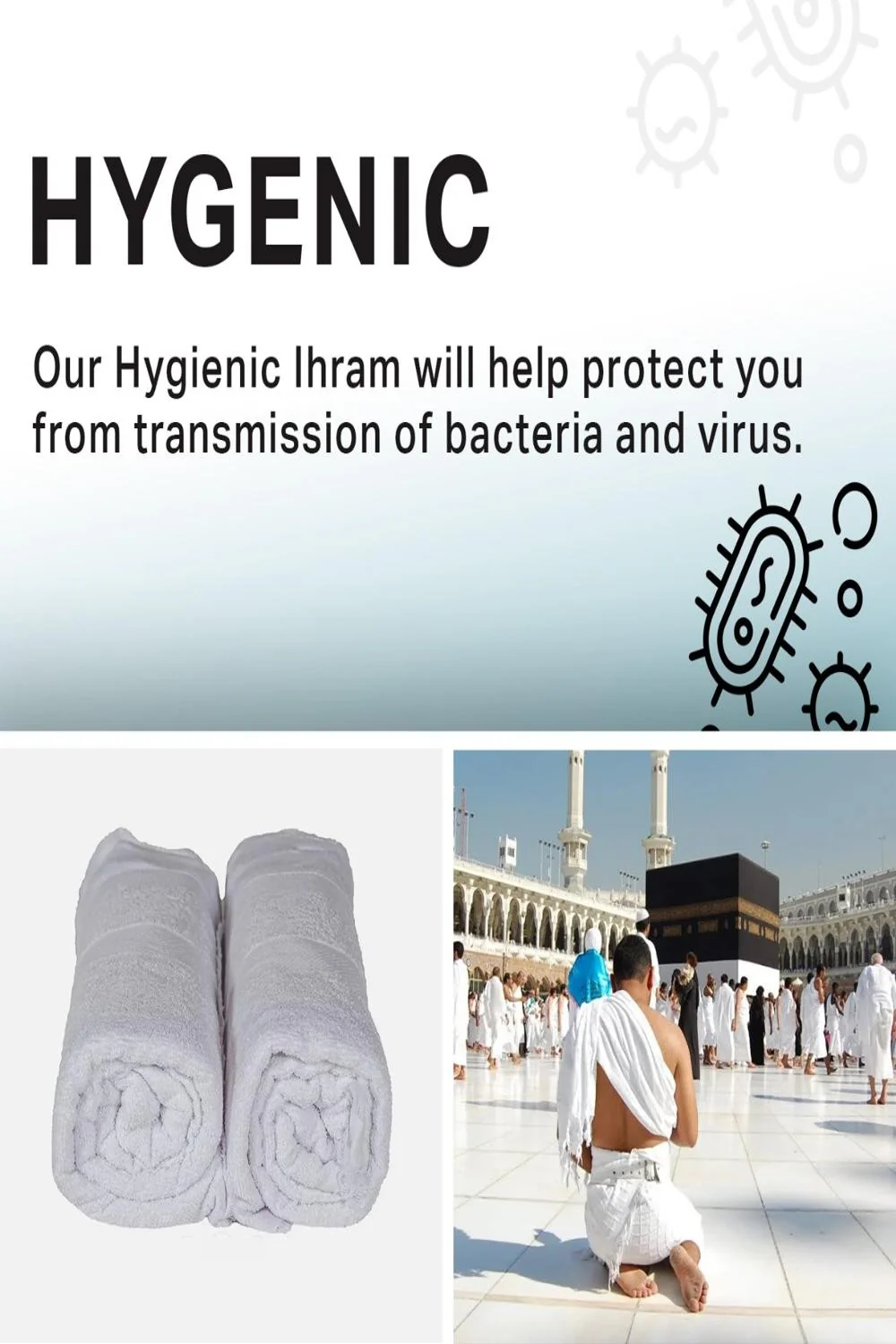 IHRAM pour Hajj et Omra – 100 % Coton Égyptien – Avec Boutons – SAFWA - Image 5