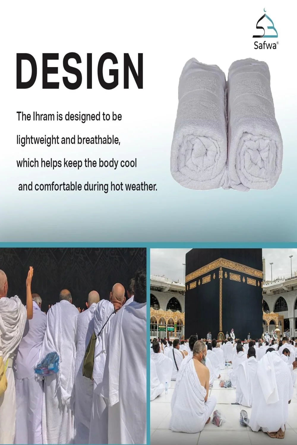 IHRAM pour Hajj et Omra – 100 % Coton Égyptien – Avec Boutons – SAFWA - Image 7