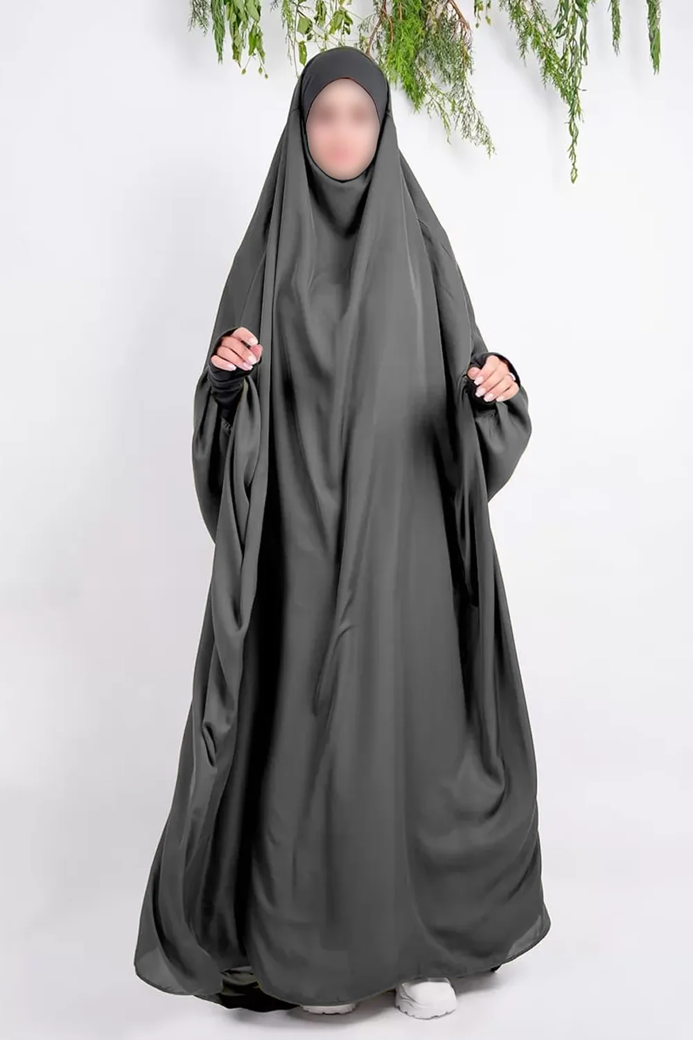 Jilbab Makkah 1 Pièce avec Manches Longues Mitaines | Moultazimoun