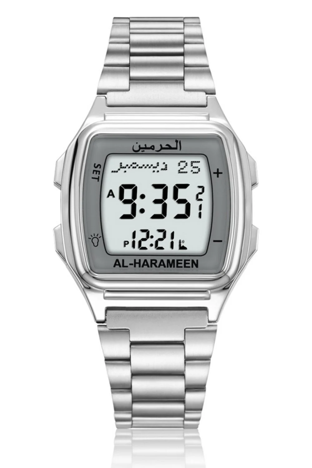 Montre Azan AL-HARAMEEN HA-6461 Montre horaires Azan en acier inoxydable haut de gamme avec double affichage - Image 4