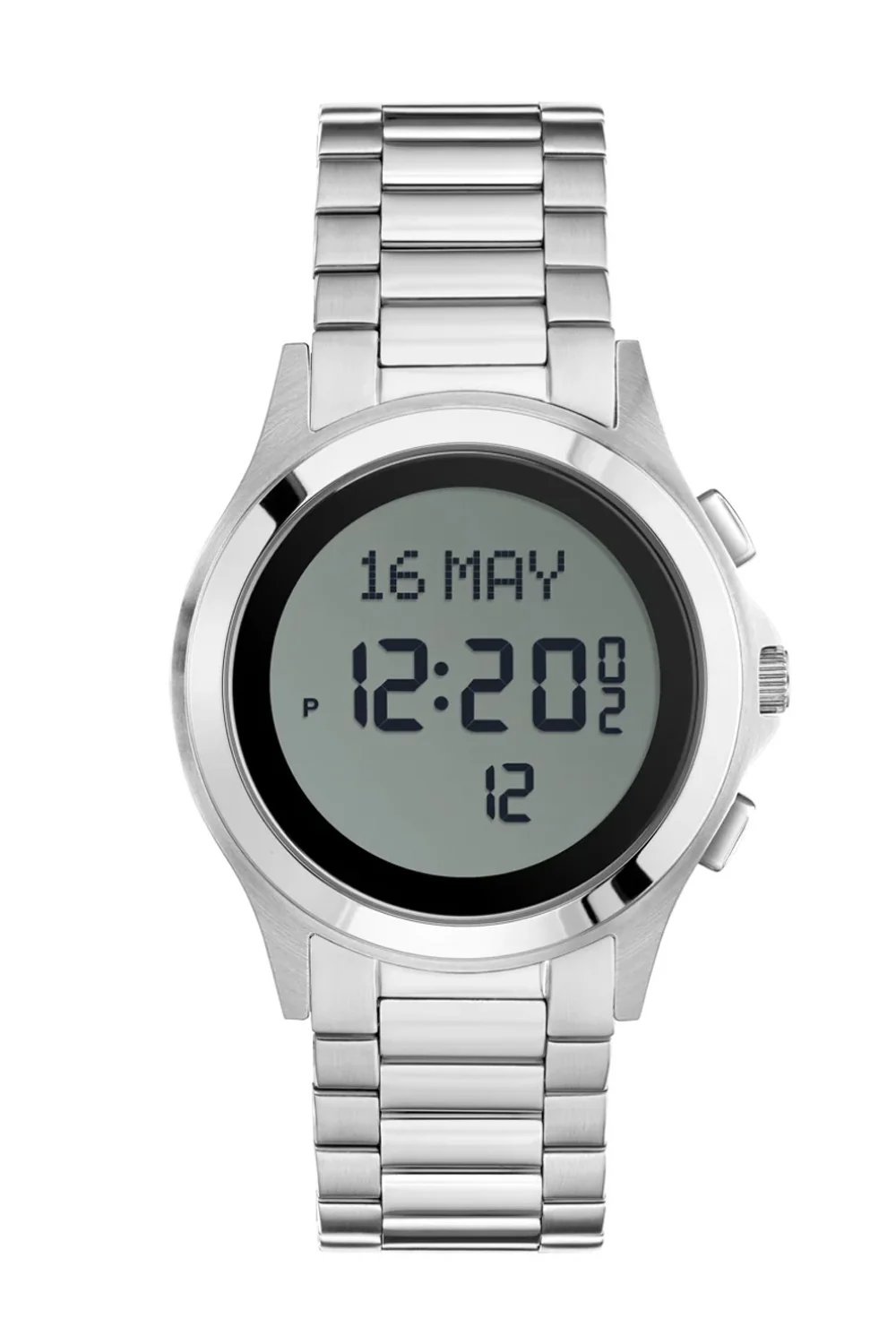 Montre numérique Ronde Al Fajr WR-02 Inoxydable Argent (Rappel des Prières, Qibla, Calendriers...) - Image 2