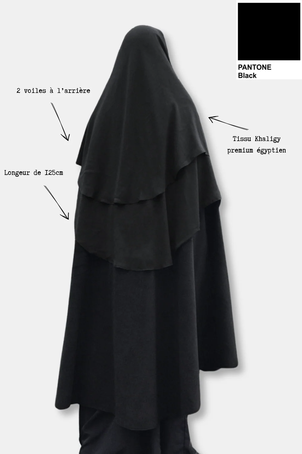 Niqab 2 Pièces à Clips 1m25 Umm Hafsa