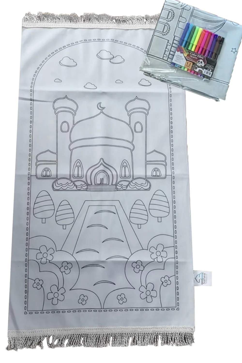 Tapis de Prière à Colorier – Personnalisable avec 12 Marqueurs Textiles | Apprentissage Ludique et Spirituel pour Enfants - Image 9