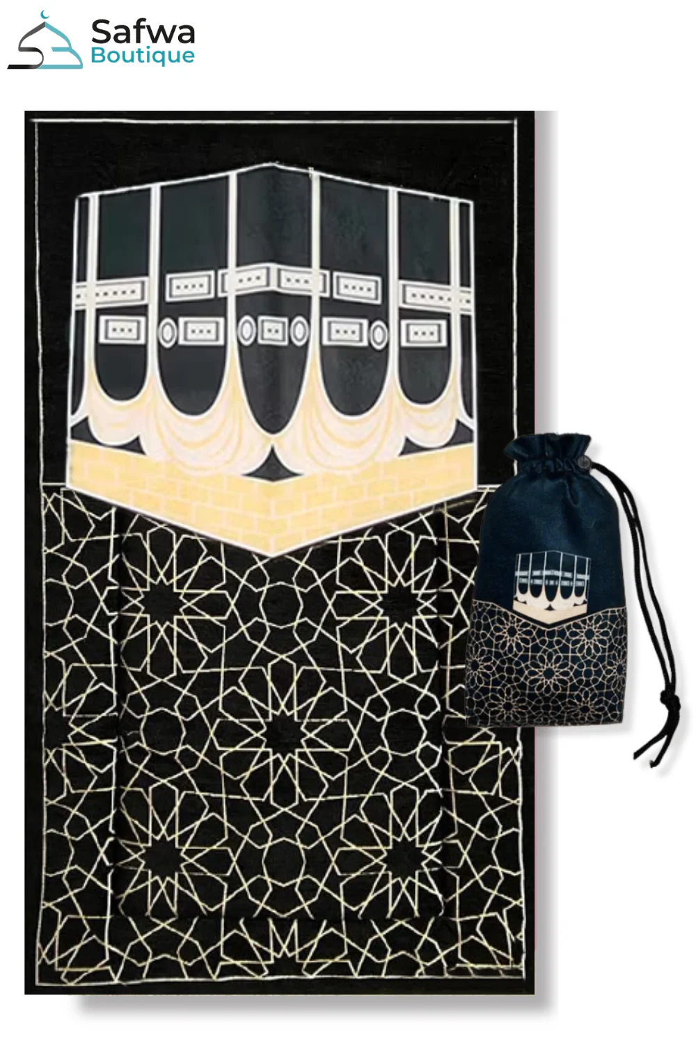 Tapis de prière musulman portable avec Sac en tissu cordon de serrage - Image 4