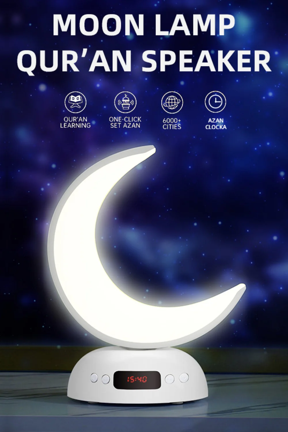 Veilleuse Coranique Lampe Lunaire SQ902 avec haut-parleur Coran Bluetooth connecte Android et iOS - Equantu SQ902 - Image 9